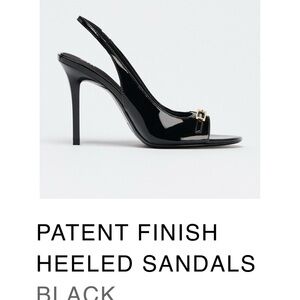 Zara Black Patent Finish Heeled Sandals - size 39